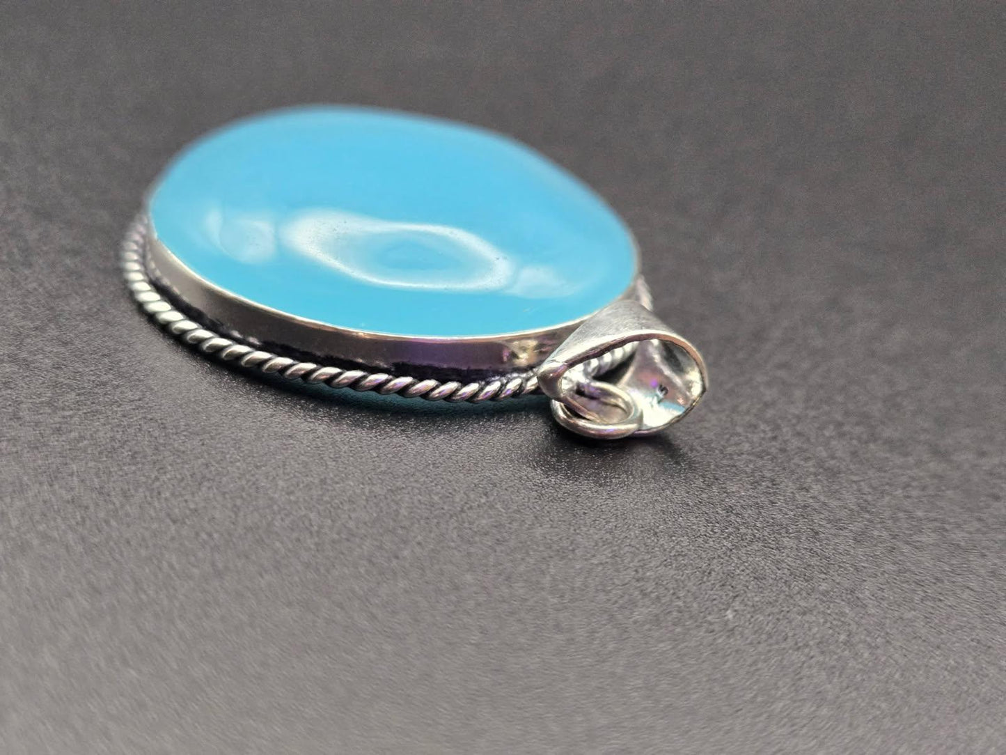 Larimar Round Pendant - 925 Sterling Silver