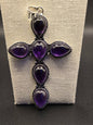 Amethyst Cross Pendant - 925 Sterling Silver