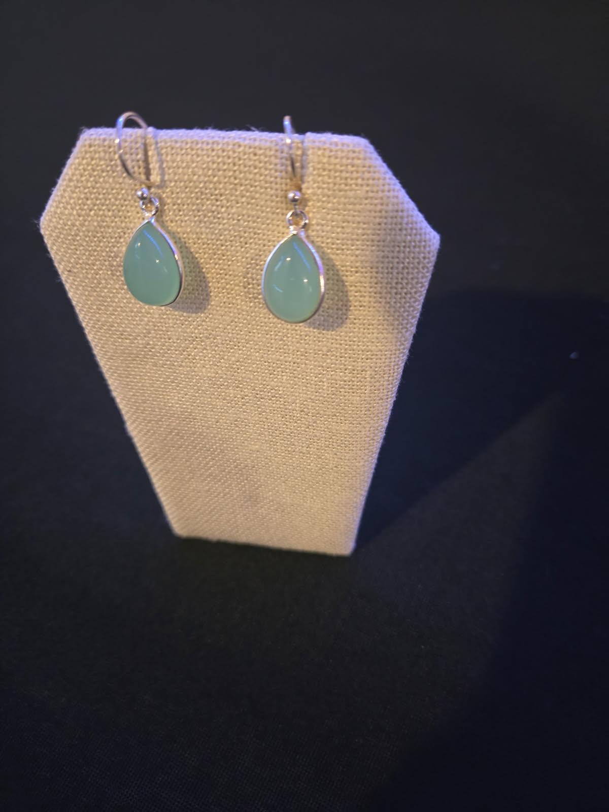 Aqua Chalcedony Drop Earrings - 925 Sterling Silver