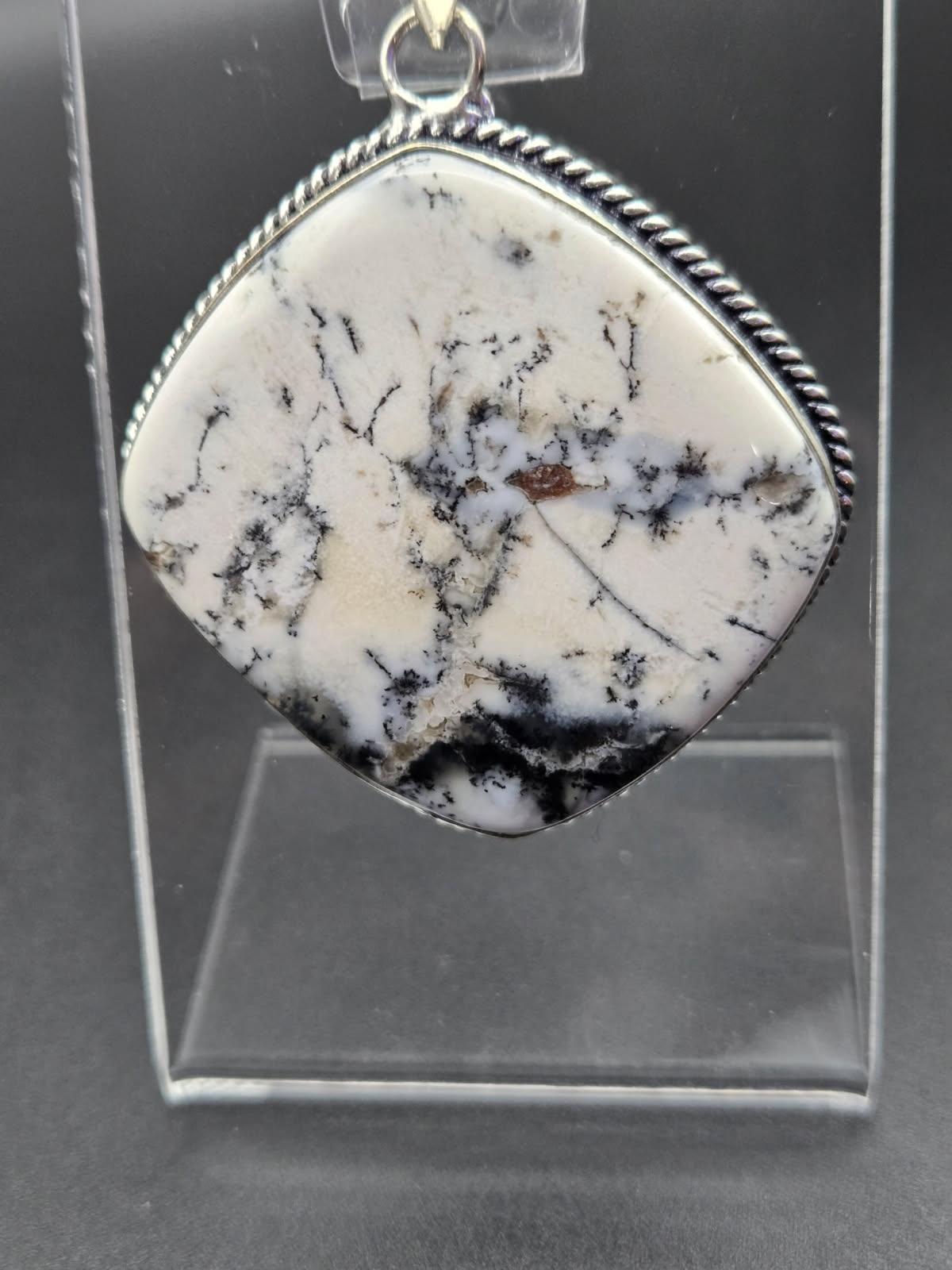 Dendritic Opal Pendant – 925 Sterling Silver
