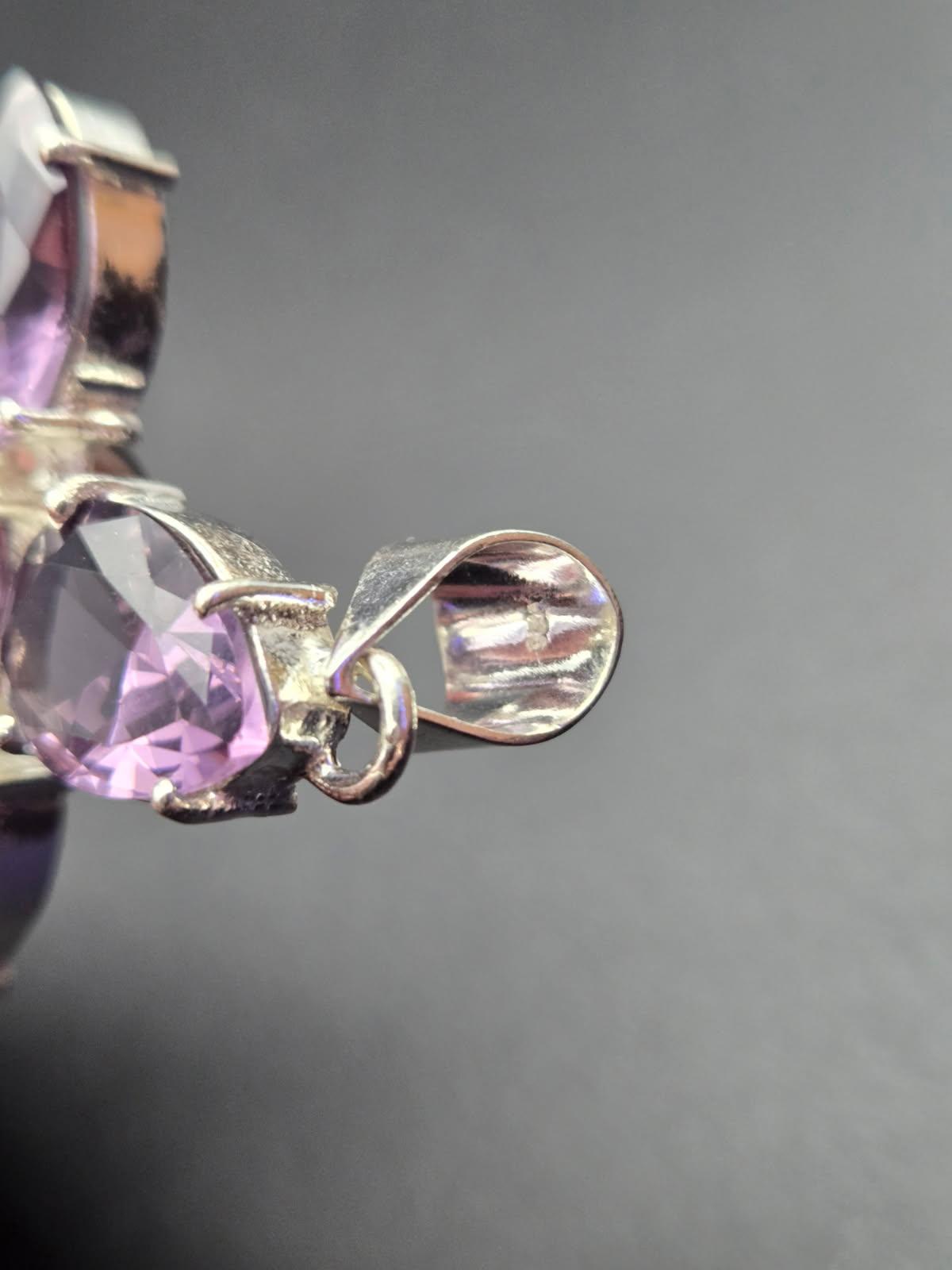 Faceted Amethyst Cross Pendant – 925 Sterling Silver