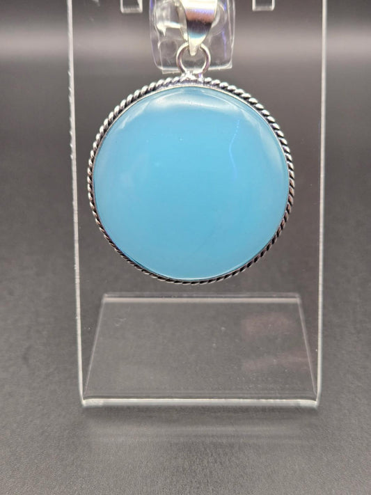 Larimar Round Pendant - 925 Sterling Silver