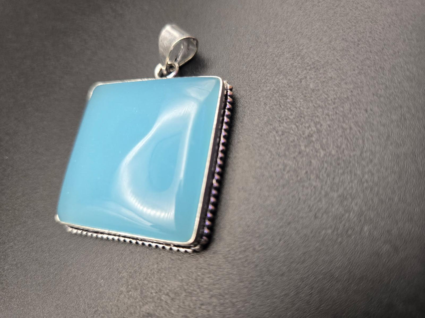 Larimar Square Pendant - 925 Sterling Silver
