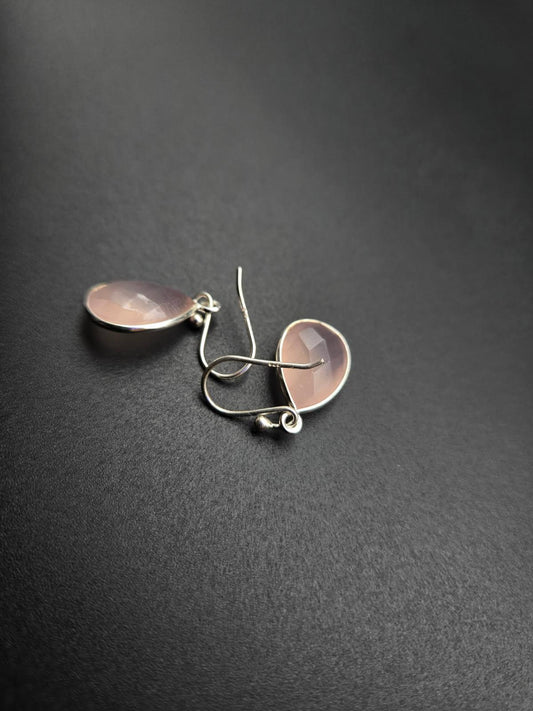 Pink Chalcedony Drop Earrings – 925 Sterling Silver