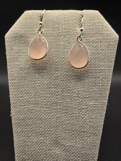 Pink Chalcedony Drop Earrings – 925 Sterling Silver