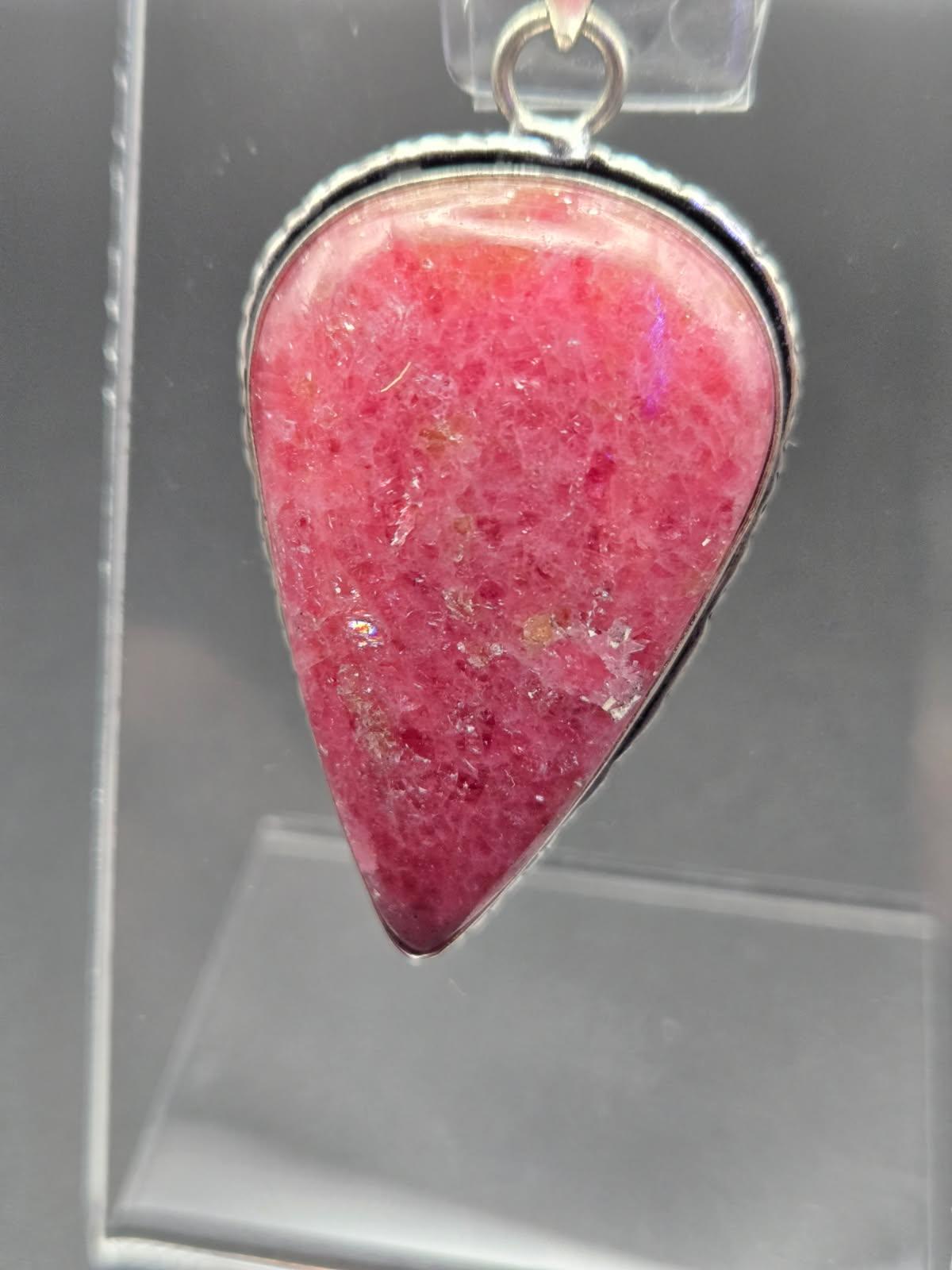 Pink Tourmaline Teardrop Pendant – 925 Sterling Silver