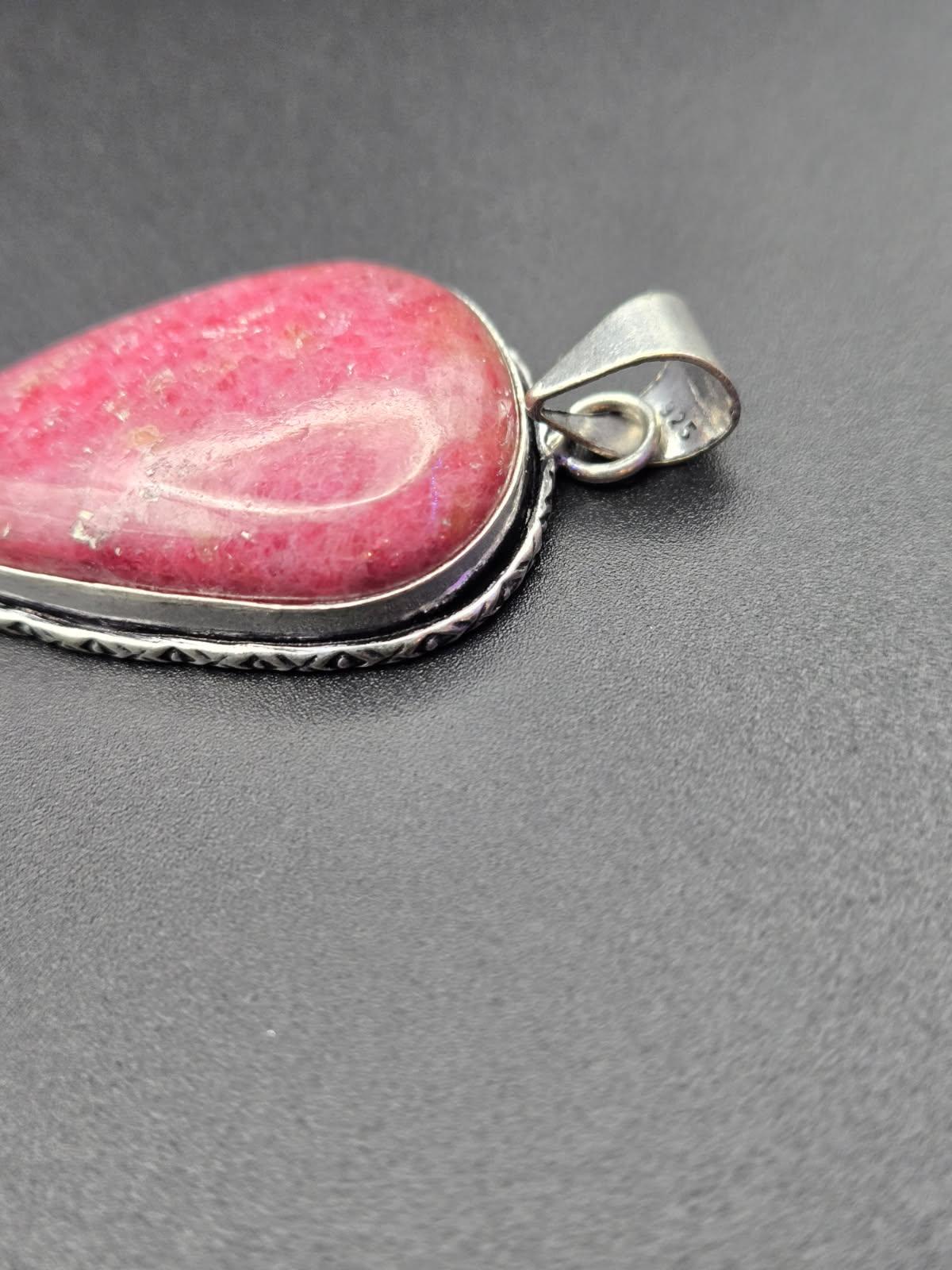 Pink Tourmaline Teardrop Pendant – 925 Sterling Silver